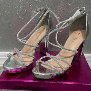 KAYLEEN By Los Angeles Metallic Silver and Hot Pink Heels